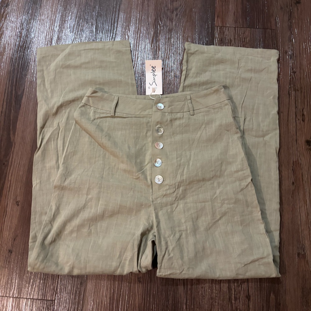 Simplee Olive Green Relaxed Pants